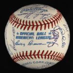1984 circa Milwaukee Brewers/New York Yankees Signed OAL Brown Baseball w/ 22 Signatures Including Bob Lemon, Pete Vukovich, Cecil Cooper & More (JSA)