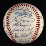 1984 circa Milwaukee Brewers/New York Yankees Signed OAL Brown Baseball w/ 22 Signatures Including Bob Lemon, Pete Vukovich, Cecil Cooper & More (JSA)