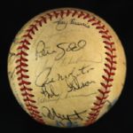 1985 Milwaukee Brewers Team Signed OAL Brown Baseball w/ 27 Signatures Including Robin Yount, Paul Molitor, George Bamberger & More (JSA)