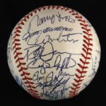 1987 Milwaukee Brewers Team Signed OAL Brown Baseball w/ 30 Signatures Including Robin Yount, Paul Molitor, Teddy Higuera & More (JSA)