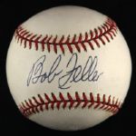 1984-94 Bob Feller Cleveland Indians Single Signed OAL Brown Baseball (JSA)
