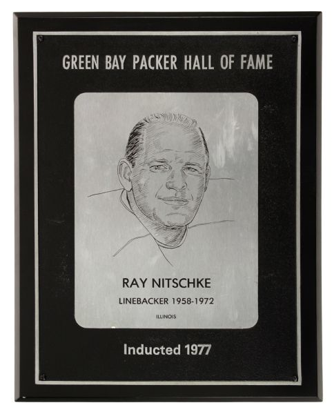 1977 Ray Nitschke Green Bay Packers Hall of Fame Induction Plaque (Rich Nitschke LOA)