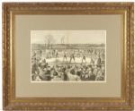 1860 Prize Fight Between Heenan And Sayers 30" x 36" Framed Newspaper Print