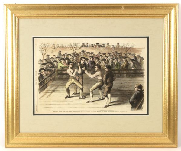 1874  Prize Fight Between Richard Humphres And Daniel Mendoza On Jan 9, 1788 20" x 24" Framed Newspaper/Book Print