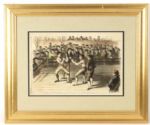 1874  Prize Fight Between Richard Humphres And Daniel Mendoza On Jan 9, 1788 20" x 24" Framed Newspaper/Book Print