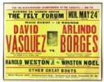 1971 David Vasquez vs. Arlindo Borges Felt Forum 22" x 28" Framed Broadside