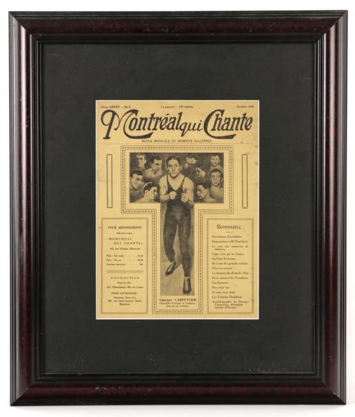 1920 Georges Carpentier 20" x 24" Framed Newspaper Article  