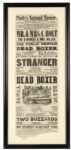 1858 Purdys National Theatre 12" x 26" Framed Broadside w/ The Dead Boxer