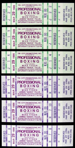 1986 Mike Tyson vs. James Tillis Glens Falls Civic Center Tickets Collection - Lot of 10
