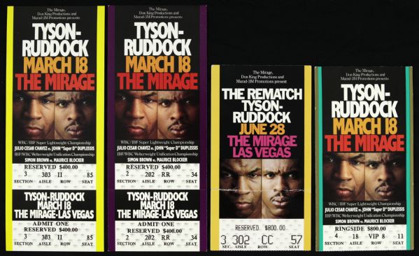 1990-96 Mike Tyson Heavyweight Champion Ticket/Stub/Betting Slip Collection - Lot of 8