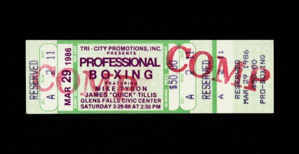 1986 Mike Tyson vs. James Tillis Glens Falls Civic Center Comp Ticket 
