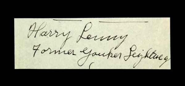 1910s Harry Lenny Lightweight Boxer Signed Cut (JSA)