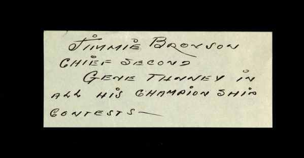 1920s Jimmie Bronson Chief Second to Gene Tunney Signed Cut 
