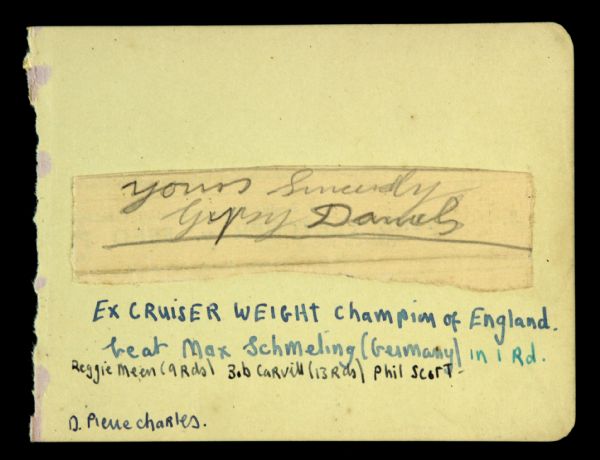 1920s Gipsy Daniels English Cruiserweight Champion Signed Cut