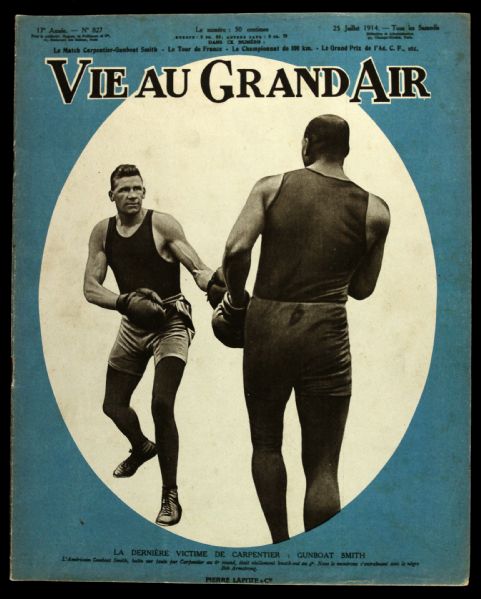 1914 Vie Au Grand Air French Sporting Weekly Periodical - Lot of 2 w/ Gunboat Smith & Joe Jeanette 