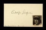 1937 Dolf Luque Brooklyn Dodgers Signed 3" x 5" Index Card (JSA)