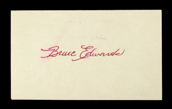 1950s Bruce Edwards Brooklyn Dodgers Signed 3" x 5" Index Card (JSA)
