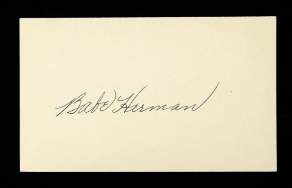 1950s Babe Herman Brooklyn Dodgers Signed 3" x 5" Index Card (JSA)