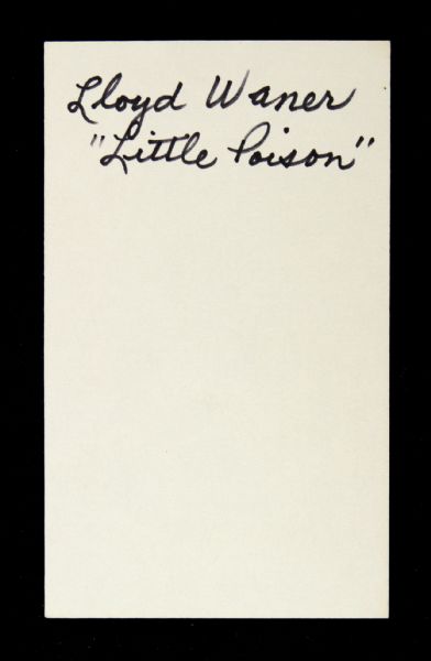 1950 Lloyd Waner Brooklyn Dodgers Signed 3" x 5" Index Card (JSA)