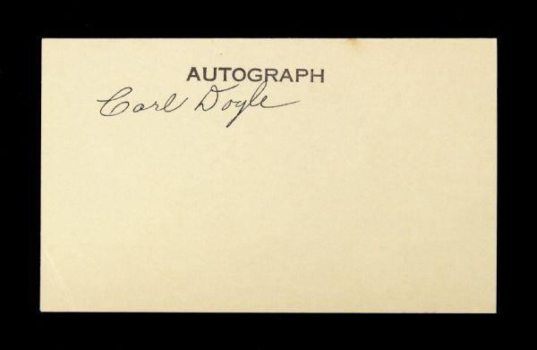 1940s Carl Doyle Brooklyn Dodgers Signed 3" x 5" Index Card 