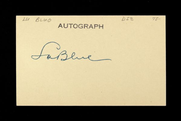 1950s Lu Blue Brooklyn Dodgers Signed 3" x 5" Index Card (JSA)
