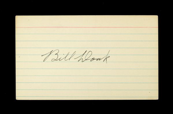 1940s Bill Doak Brooklyn Robins Signed 3" x 5" Index Card (JSA)