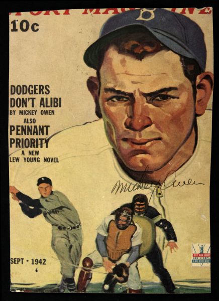 1942 Mickey Owen Brooklyn Dodgers Signed 5" x 7" Cut (JSA)