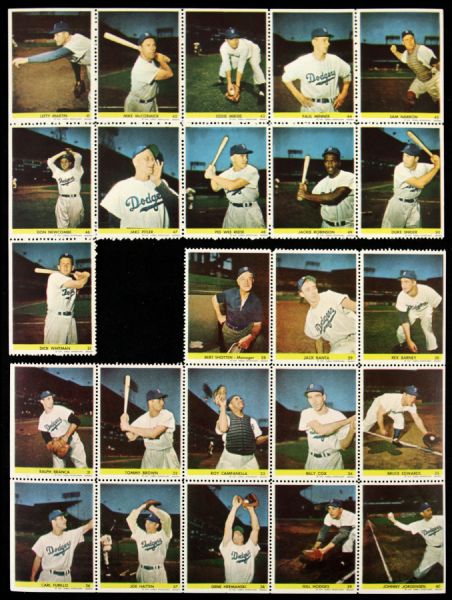 1949 Brooklyn Dodgers Eureka Sportstamps Complete Team Set of 24