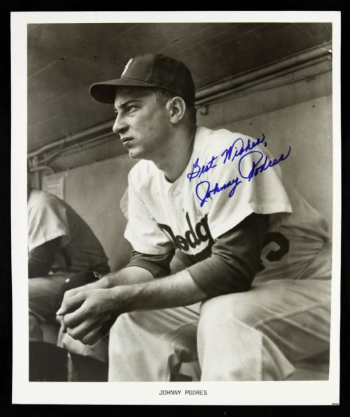1960s Johnny Podres Brooklyn/Los Angeles Dodgers Signed 8" x 10" Photo (JSA)