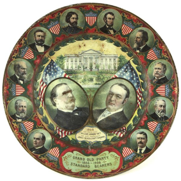 1908 William Taft James Sherman Grand Old Party Presidential Campaign Plate