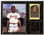 1990s Hank Aaron Atlanta Braves 12" x 15" Display w/ Signed 8" x 10" Photo & HOF Postcard (JSA)