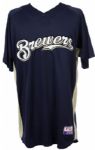 2009 Frank Catalanotto Milwaukee Brewers Batting Practice Jersey (MEARS LOA/MLB Hologram) 