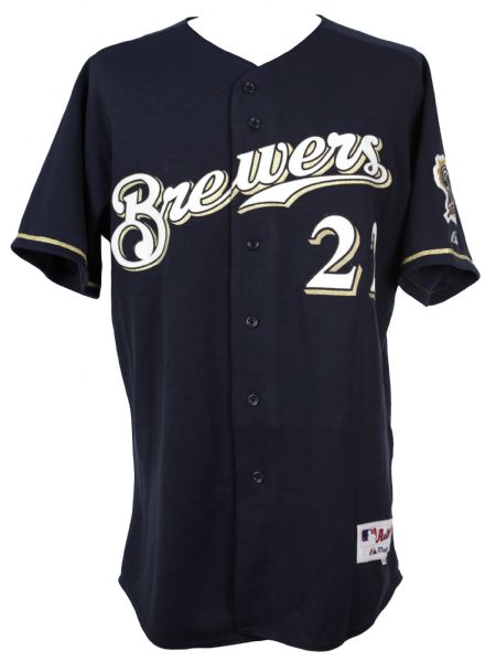 2004 Trent Durrington Milwaukee Brewers Signed Game Worn Alternate Jersey (MEARS LOA/JSA)