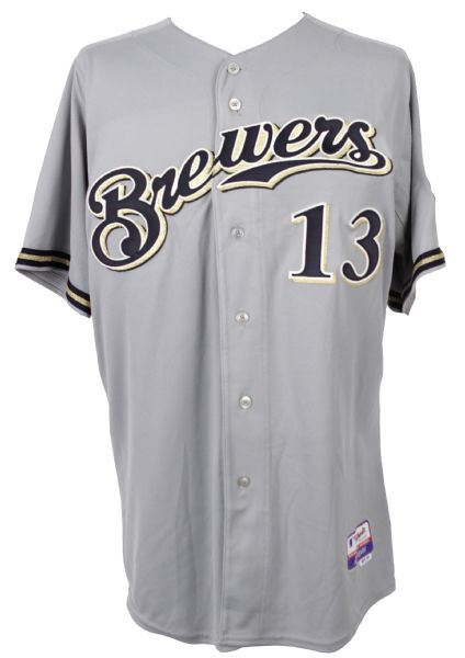 2008 Eric Munson Milwaukee Brewers Spring Training Road Jersey (MEARS LOA/MLB Hologram)
