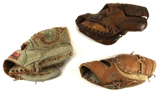 1950s-80s Store Model Glove Collection - Lot of 3 w/ Mike Hegan Signed First Basemans Mitt (JSA)