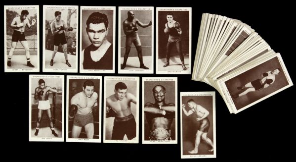1938 Churchmans Cigarettes Boxing Personalities Near Complete Set - Lot of 49