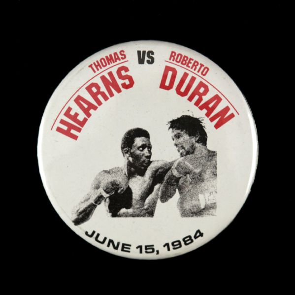 1984 Thomas Hearns vs. Roberto Duran Caesars Palace Light Middleweight Title Bout 3" Pinback Button