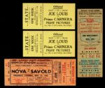 1930-44 Boxing Ticket Collection - Lot of 17 w/ Primo Carnera, Kid Chocolate, Tiger Fox & More