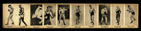 1920s Uncut Boxing Card Sheet w/ 10 Cards Including Jack Johnson, Kid Williams, Young Corbett & More