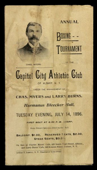 1897 Capitol City Athletic Club Annual Boxing Tournament Program