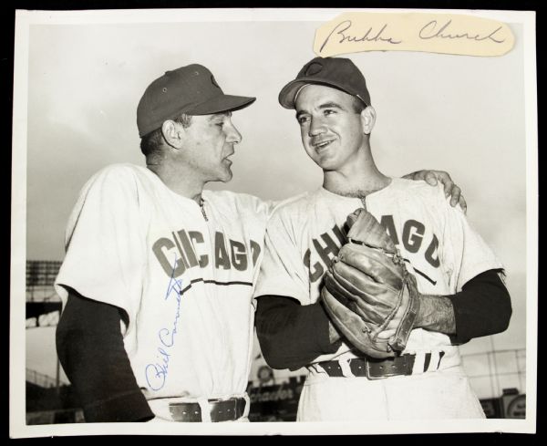 1953 Phil Cavarretta Bubba Church Chicago Cubs Signed 8" x 10" Original Photo (JSA)