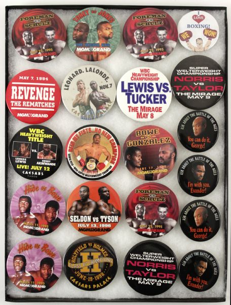 1983-2005 109 Piece Boxing Pin Collection Mike Tyson Evander Holyfield Joe Louis