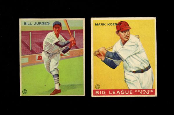 1933 Bill Jurges Mark Koenig Chicago Cubs Goudey R319 Card - Lot of 2