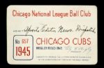 1945 Chicago Cubs Wrigley Field Season Pass