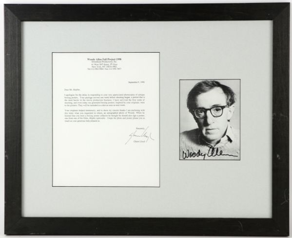 1998 Woody Allen 17" x 21" Framed Letter and Auto 