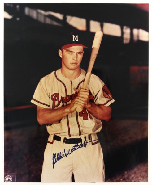 1990s Eddie Mathews Milwaukee Braves Signed 16" x 20" Oversized Photo (JSA)