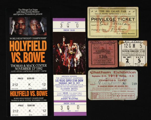 1913-92 134 Piece Lot of Ticket Stubs Betting Slips Ali Frazier Tyson Holyfield Foreman