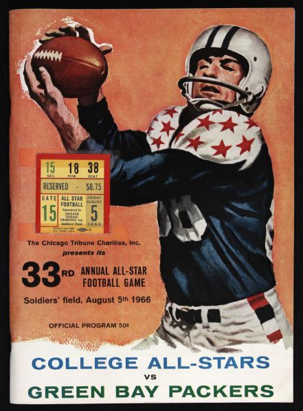 1966 Green Bay Packers vs. College All Stars Soldier Field Game Program & Ticket Stub