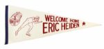 1980 Eric Heiden 5 Time Olympic Gold Medalist Full Size 29" Welcome Home Pennant