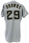 1996 Byron Browne Milwaukee Brewers Spring Training Road Jersey & Adjustable Cap (MEARS LOA)